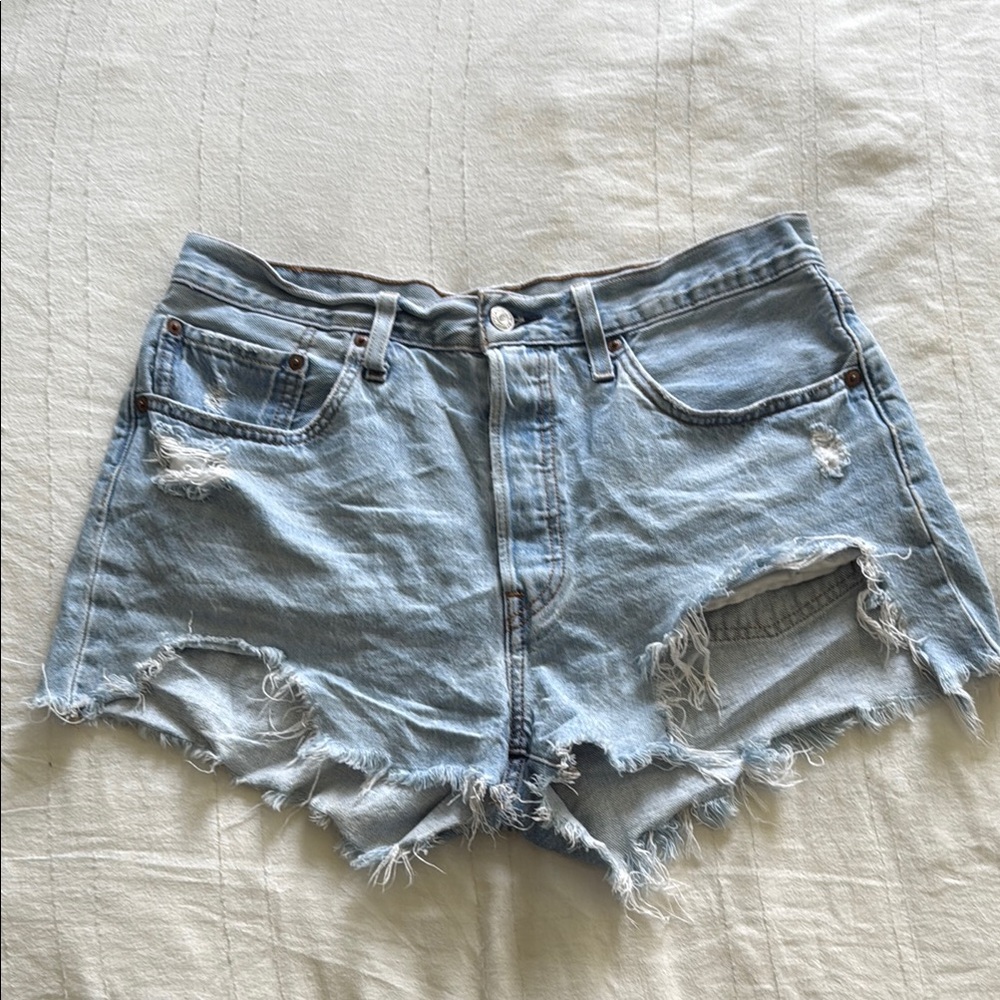 SOLD Levi's Blue Jean Shorts Distressed Cut-Off Hem